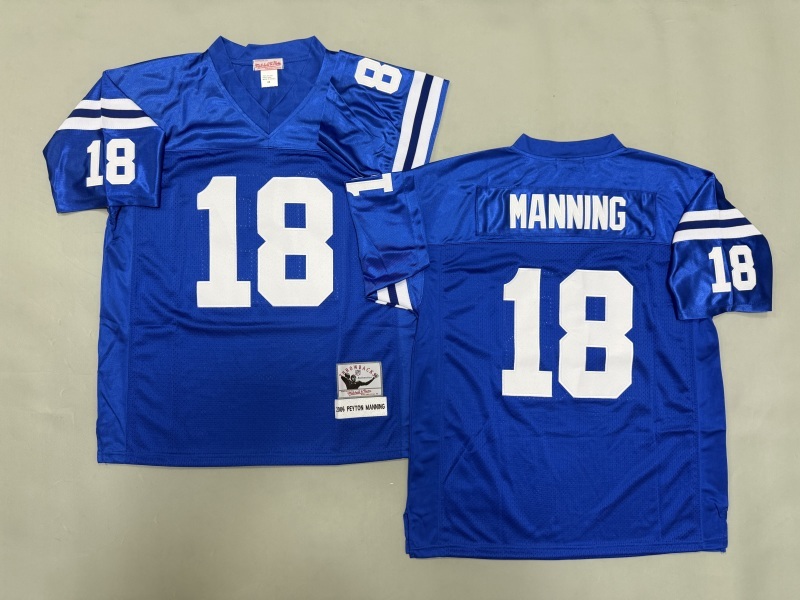 Men 2025 Indianapolis Colts #18 Manning blue Throwback Limited NFL Jersey style 001